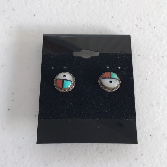 Vintage Jewelry - Vintage Signed Sterling Silver Zuni Earrings